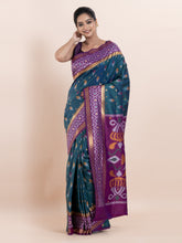 KAVVYA  BLUE IKAT WEAVING SAREE
